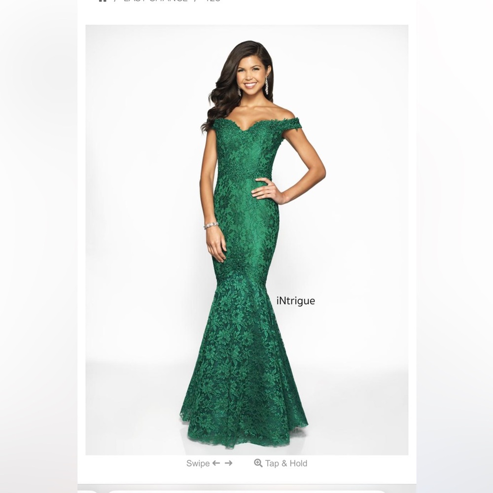Off the shoulder emerald green mermaid dress - Picture 2 of 6